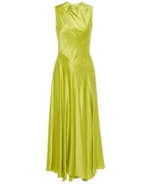 ROKSANDA Alma Gathered Silk Satin Midi Dress - Green