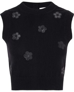 Cecilie Bahnsen Button-Embellished Cashmere Vest - Blue