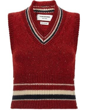 Thom Browne Hector Buttoned Knit Vest - Red
