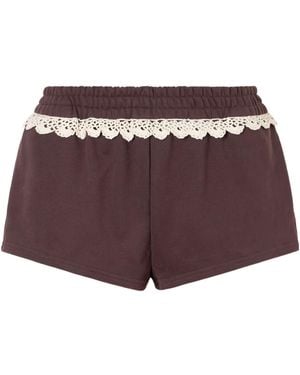 Magda Butrym Lace-Trimmed Cotton-Jersey Shorts - Purple