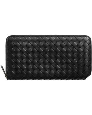 Bottega Veneta Intrecciato Piccolo Zip-Around Wallet - Black