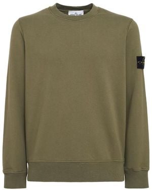 Stone Island Logo Cotton Crewneck Sweatshirt - Green