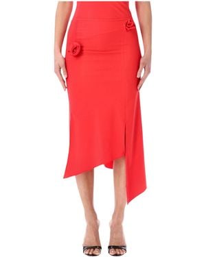 Coperni Flower Slit Asymmetric Hem Skirt - Red