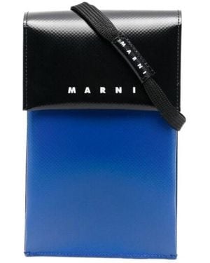 Marni Logo Printed Two Toned Strappy Phone Pouch - Blue