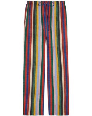 STAUD Striped Cotton Trousers - Blue