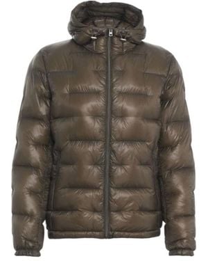 Herno Quilted Zip-Up Hooded Jacket - Green