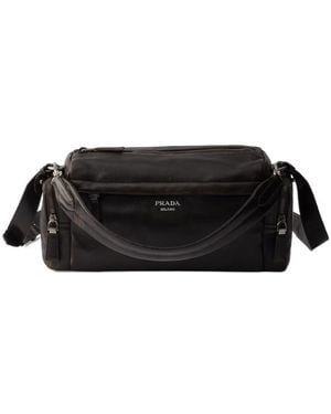 Prada Logo-Print Shoulder Bag - Black