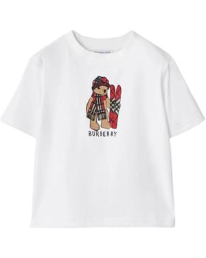 Burberry バーバリー キッズ スキーベア Tシャツ - White