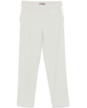 D.exterior Elastic Waist Cropped Trousers - White