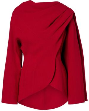 Mugler Cape Detail Casual Jacket - Red
