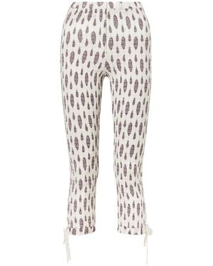 Isabel Marant Smocked Floral-Print Cotton Capri Trousers - White