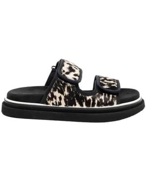 Hogan Double-Strap Flat Sandals - Black