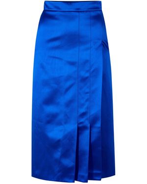 Gucci Satin Midi Skirt With Frontslit - Blue