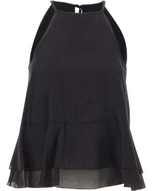 Kaos Ruffled Sleeveless Top - Black