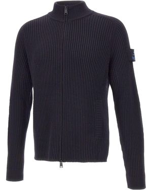 Premiata Ribbed Zip-Up Cardigan - Blue