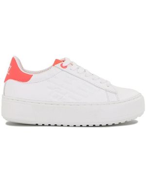 EA7 Logo-Patterned Lace-Up Casual Trainers - White