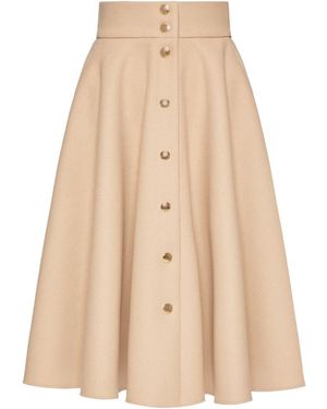 RED Valentino Button Detailed Midi Skirt - Natural