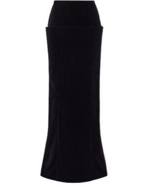 Alaïa Cotton Velvet Maxi Skirt - Black