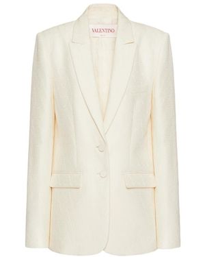 Valentino Toile Iconographe Straight Hem Blazer - White