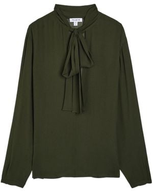 Alaïa Scarf Semi-Sheer Chiffon Blouse - Green