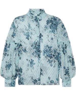 Erdem Ruffle Print Shirt - Blue