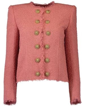 Balmain Buttoned Tweed Jacket - Red