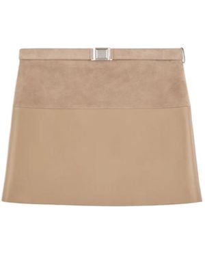 Tod's Belted Leather Mini Skirt - Natural