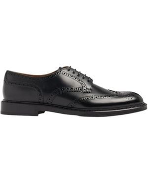 Doucal's Leather Brogue Lace-Up Shoes - Black
