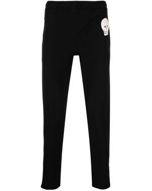 McQueen Skull Embroidered Straight-Leg Trousers - Black