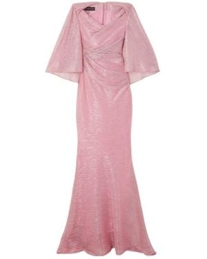 Talbot Runhof Metallic Dress With Cloak Effect - Pink