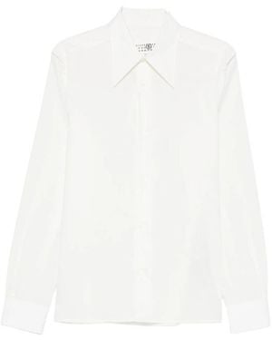 MM6 by Maison Margiela Raw-Edge Layered-Detail Buttoned Shirt - White