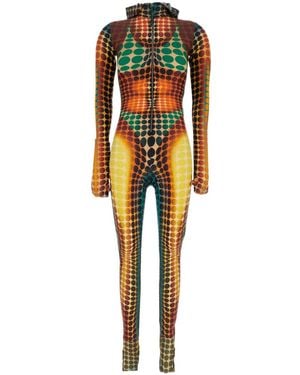 Jean Paul Gaultier High Neck Hooded Jumpsuit - Multicolour