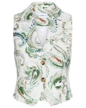 Marella Printed Linen Gilet - White