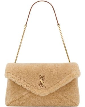 Saint Laurent Cassandre Large Pouch On Chain - Natural