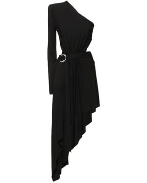Alexandre Vauthier Draped One-Shoulder Mid-Length Dress - Black