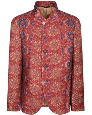 Emporio Armani Patterned Stand-Collar Jacket - Red