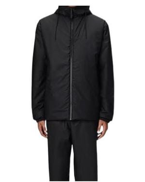 Rains Zipper Hooded Cotton Jacket - Black