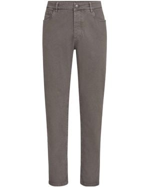 Brunello Cucinelli Logo Patch Straight-Leg Pants - Gray