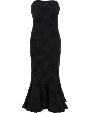ROTATE BIRGER CHRISTENSEN Flower Mesh Flounce Mermaid Dress - Black