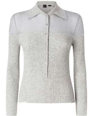 Pinko Ribbed Polo Top - Grey