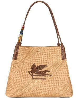 Etro Large Libra Pegasus Bead Shoulder Bag - Natural