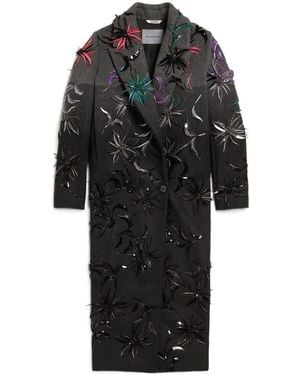 Balenciaga Spotlight Flowers Maxi Coat - Black