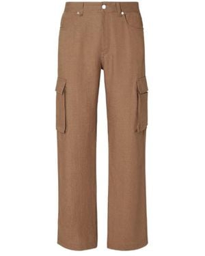 Fendi Logo Embroidered Straight-Cut Cargo Pants - Brown