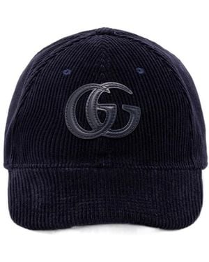 Gucci Embroidery Velvet Baseball Hat - Blue