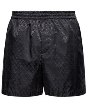 McQueen Skull Motif Elasticated Waist Shorts - Black