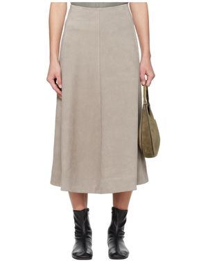 Rier Crust Suede Midi Skirt - Natural