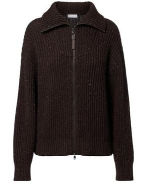 Brunello Cucinelli Monili Zip-Up Jumper - Black