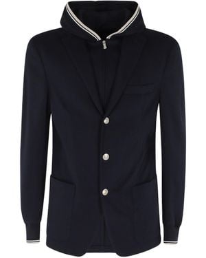 Eleventy Layered Hooded Jacket - Blue