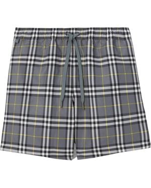 Burberry Checked Drawstring Swim Shorts - Grey