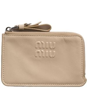 Miu Miu Leather Card Holder - Natural